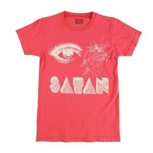 Evil Genius Womens Eye Heart Satan Graphic T-Shirt, red, M